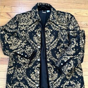 Chico's Black and Gold Brocade Jacket